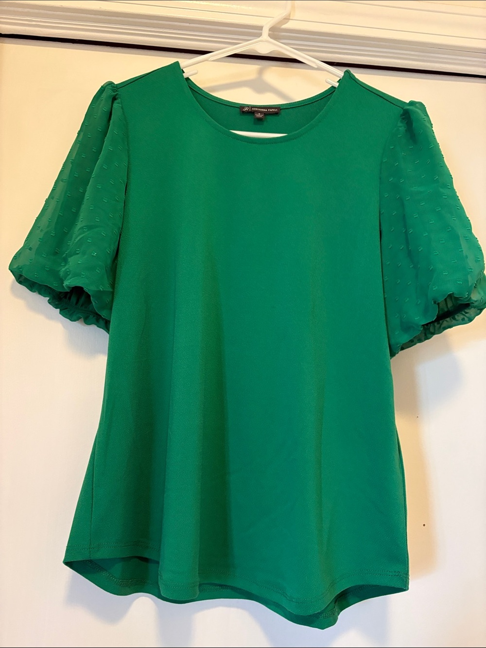 Adrianna Papell Emerald Green Puff-Sleeve Blouse